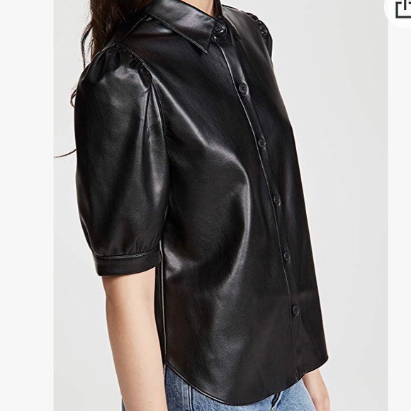 BB Dakota Puff Sleeve Leather Tuxedo Top XS - Picture 3 of 10